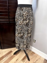 New Look Womens Straight Skirt Multicolor Animal Print Side Slit Pull On 8 - $13.99