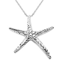 10K Solid White Gold Diamond Cut Starfish Star Fish Pendant Necklace - £95.60 GBP+