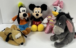 Disney Genuine 10” Plush Toys- Set of 5 (Goofy, Mickey, Pluto, Daisy, &amp; Eeyore) - £19.01 GBP