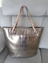 Michael Kors Satchel Metallic Logo Tote Cocoa Bronze Purse Shoulder Bag  - $79.99