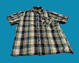 Gold Label Brand Men Shirt Size XL Multicolored Plaid Short Sleeve Pocket Preppy - £7.24 GBP