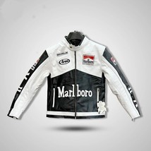 Men&#39;s Marlboro Genuine Leather Jacket Vintage Racing Rare Motorcycle Biker - £94.51 GBP+