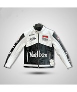 Men&#39;s Marlboro Genuine Leather Jacket Vintage Racing Rare Motorcycle Biker - £94.42 GBP+