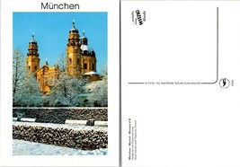 Germany Bavaria Munich Royal Garden Theatiner Church Winter Snow VTG Postcard - £7.51 GBP