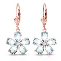 Galaxy Gold GG 14k Rose Gold Leverback Earrings with Aquamarines and Diamonds - £490.38 GBP