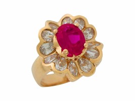 1.00 Ct Oval Cut Pink Ruby Wedding Engagement Ring 14k Yellow Gold Finish 925 - £73.53 GBP