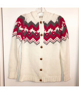 Anthropologie Embroidered Button Front Hoodie Cardigan Sweater Size M Fa... - £17.37 GBP