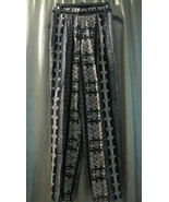 Ladies Vintage Tribal design pants black/beige Rayon sz 9/10 Made in USA - £26.47 GBP