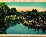 Sunken Garden Roger Williams Park Providence RI Linen Postcard A4 - $2.92