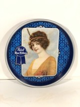 Vintage Pabst Blue Ribbon Bier Tablett 13 &quot; Flapper Mädchen Metall Serviert Made - £23.33 GBP