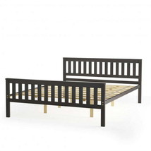 Queen Wood Platform Bed with Headboard - £204.03 GBP
