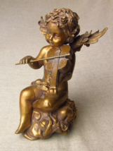 Vintage Plaster Violin Playing Cherub Statue - €60,34 EUR