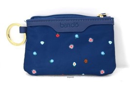 ban.do Card ID Floral Holder Case + Key Fob Chain Navy Blue  NEW - £11.95 GBP