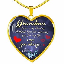 Grandma Love Gift Necklace Engraved 18k Gold Heart Pendant 18-22&quot; - £55.35 GBP