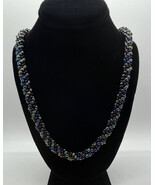 Black and Metallic Mix Spiral Kumihimo Necklace - $136.77 CAD