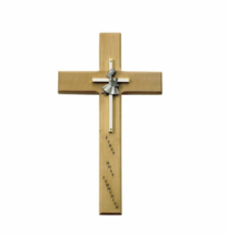 10&quot; Personalized First Communion Girl Maple Wood And Brass Wall Cross - £55.94 GBP