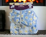 NWTS Dog Pet Bathrobe Silky Blue W/ Flowers S/M Hooded &amp; Belt Heart To Tail - £6.65 GBP