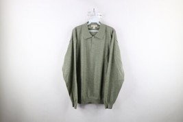 Vintage 90s Streetwear Mens XL Blank Merino Wool Knit Collared Sweater Green - £35.48 GBP