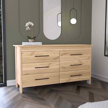 6-Drawer Double Dresser, Light Oak/White - $691.99