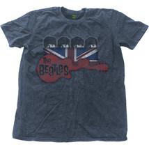 Blue The Beatles Guitar &amp; Flag Official Tee T-Shirt Mens Unisex - £24.99 GBP