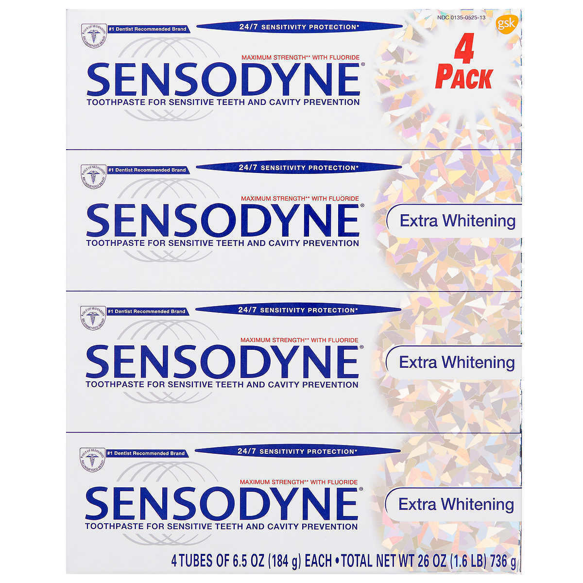 Sensodyne Extra Whitening Toothpaste 6.5oz (184g), 4-pack Free Shipping - $42.99