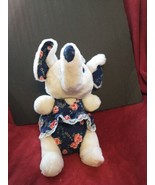 Vtg Elephant Plush Doll Floral  Dress ,Hat Shalom Toy Co. NY 1994  - £5.53 GBP