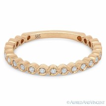 0.15ct Round Cut Diamond Wedding Band 14k Rose Gold Stackable Anniversary Ring - £455.62 GBP