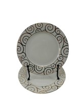 Pier 1 Retired Swirl Exclusively Hand Painted Porcelain Dinner Plates Set 2 - $19.75