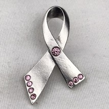 Breast Cancer Awareness Pink Stone Ribbon Pin By Avon - $10.88