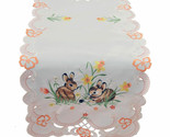 Tabletops Easter Bunnies Decorative Table Runner 16 x 72 Embroidered White - $34.95