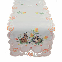 Tabletops Easter Bunnies Decorative Table Runner 16 x 72 Embroidered White - £27.48 GBP
