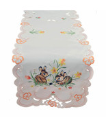 Tabletops Easter Bunnies Decorative Table Runner 16 x 72 Embroidered White - £27.37 GBP