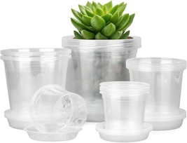 4/5/6/7 Inch Clear Nursery Pots For Plants With Sacuers 20 Pack,, 4+5+6+... - $30.99