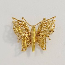 Pin Brooch Monet Butterfly Gold Tone Filigree Miniature Signed Vintage - £14.76 GBP