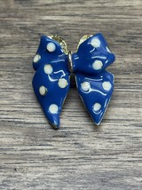Vintage Enamel Polka Dot Blue White Lapel Pin Brooch Fashion Jewelry KG JD - $9.89