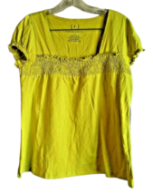 Relativity Blouse 100% Cotton Golden Yellow Ruched Short Sleeve Womans S... - $7.92