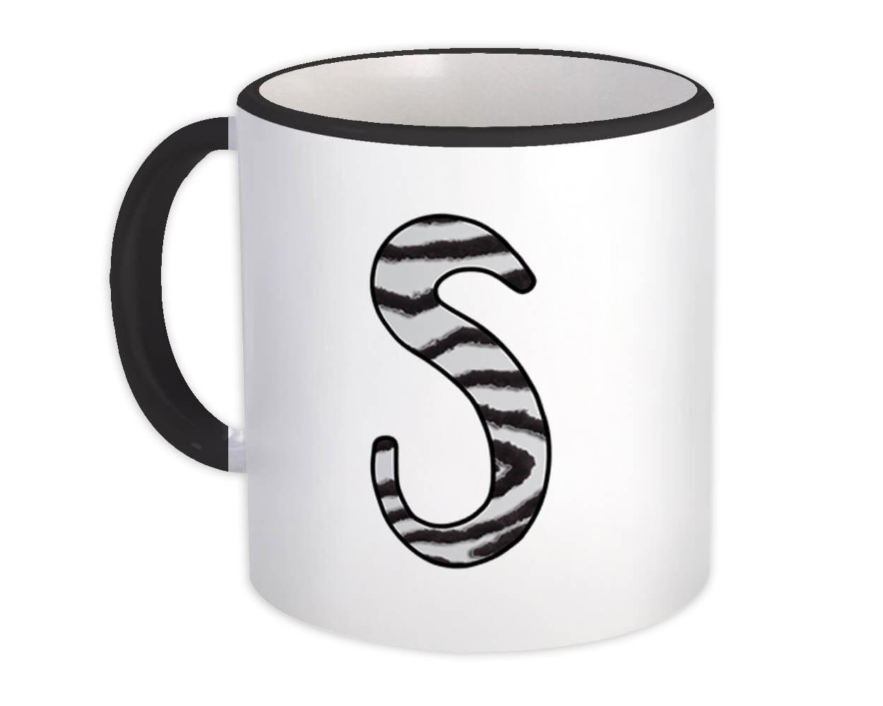 Primary image for Monogram Letter S : Gift Mug Zebra Letter Initial ABC Animal Print Gift