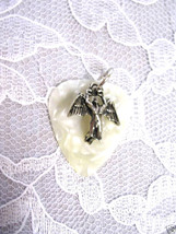 PEARLY WHITE REAL GUITAR PICK with ICARUS SWAN SONG ANGEL PENDANT ADJ NE... - €5,98 EUR