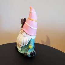 Garden Gnome, Gnome Figurine with Pink Hat, Garden Statue, Fairy Garden Decor image 2