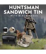 Sandwich Tin with Leather Case Fox Hunting Horse Riding Saddle Attach Case - $50.75