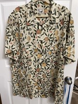 Yiume David&#39;s Wear Hawaiian XXL 100% Cotton Shirt Aloha Pomegranate Fruit Beige - £29.19 GBP