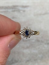 3Ct Oval Cut Simulated  Sapphire  Engagemen cluster Ring 14k Yellow Gold Plated - £62.87 GBP