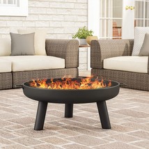 Pure Garden 50-Lg1200 27.5” Outdoor Fire Pit-Raised Steel Bowl For Above, Black - £85.52 GBP