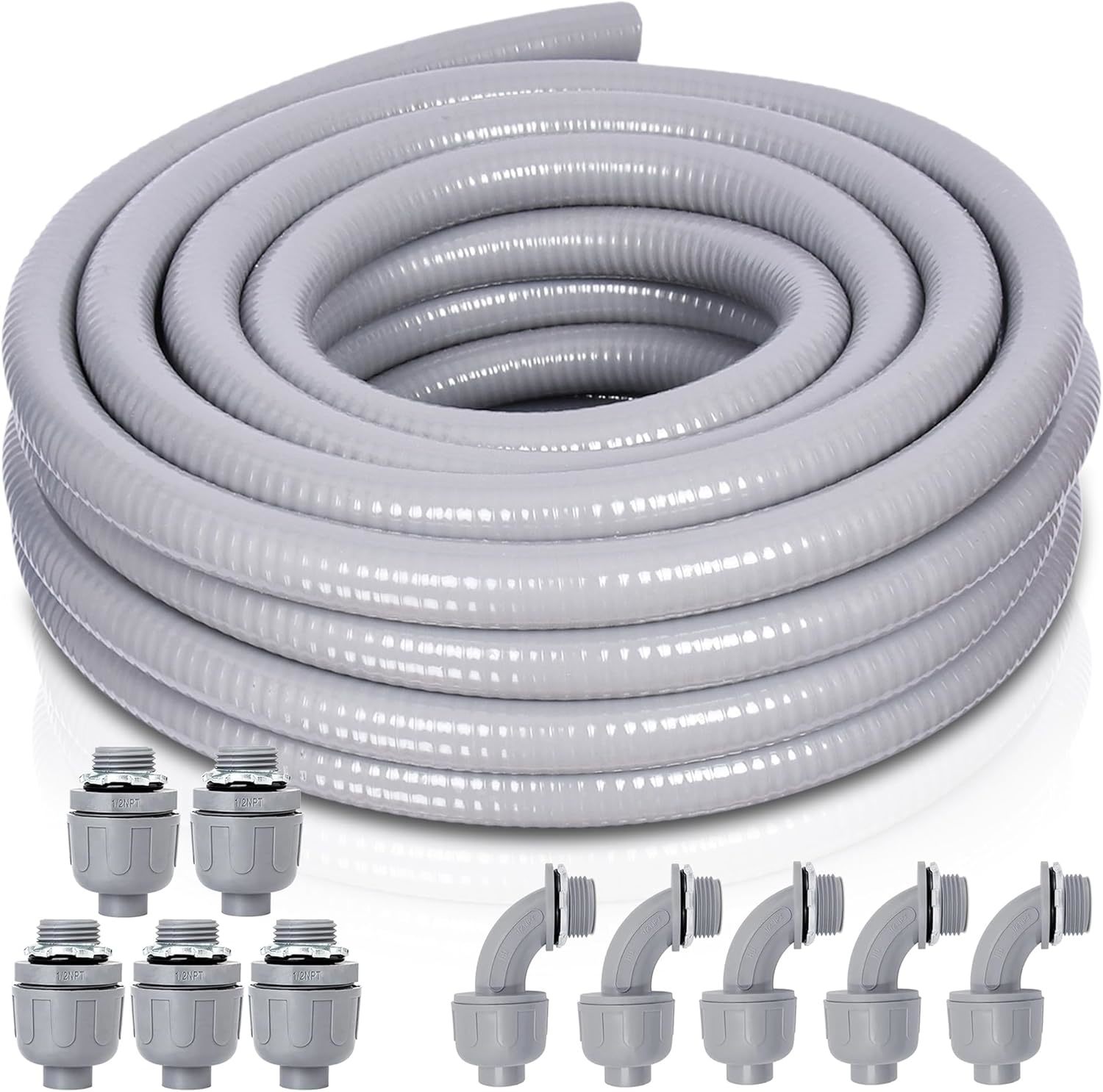 Liquid-Tight Conduit And Connector Kit - 3/4 Inch 25 Ft Non Metallic Liquid - $39.99