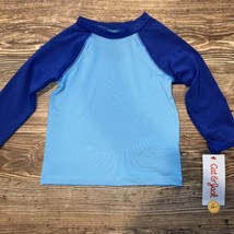 Baby Boys&#39; Raglan Long Sleeve Rash Guard Swim Shirt - Cat &amp; Jack Blue 12M. NWT.F - £7.77 GBP