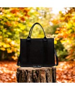 Elegant Black Tote Bag with Adjustable Strap - Spacious and Stylish Handbag - $30.99