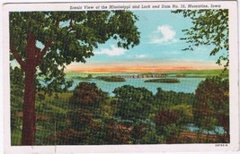 Postcard Scenic View Mississippi &amp; Lock &amp; Dam No 16 Muscatine Iowa - £3.10 GBP