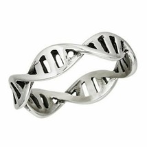 Double Helix DNA Ring Silver Stainless Steel Geneticist Thumb Band Sizes 6-10 - £9.70 GBP