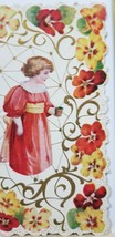 Antique VALENTINES CARD CUTE GIRL Art Deco Die Cut LACE Gilded FLOWERS A1 - £6.11 GBP