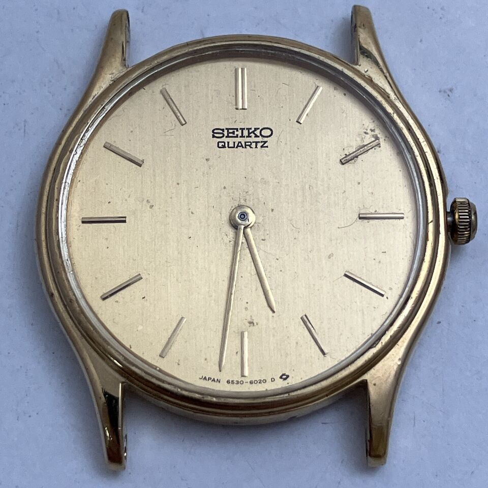 SEIKO 6530-6020 D Quartz Gold Metal Watch New Battery No Band - $39.55